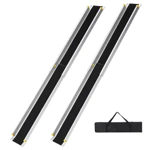 Portable Wheelchair Ramps for Home Steps, 4.5-8 Ft Adjustable Aluminum Ramps for Wheelchairs with Storage Bag, 600 Lbs Capacity, Non Slip Surface for Doorways, 1 Pair