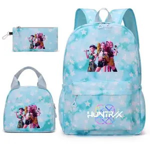 Kpop-3pc Backpack solid color women's backpack star print zipper closure Trendy backpack fashionable and versatile casual trend suitable for students going to school, campus, going out to work, traveling women's backpack