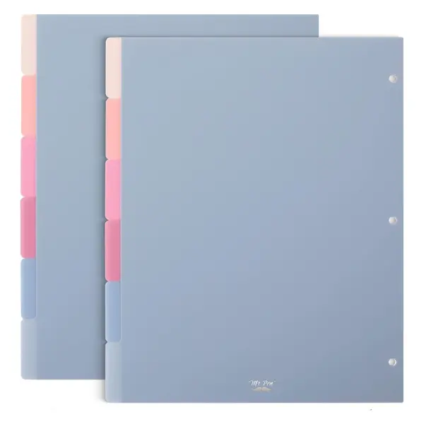 Binder Dividers with Tabs, Pack of 2 Sets (12 Dividers Total), Plastic, 3 Ring
