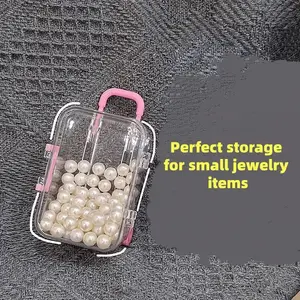 Mini Ultra Small Luggage Storage Box, Extendable Wheels, Transparent Jewelry Case, Cute Organizer, Portable Travel Accessory, Lightweight, Jewelry Storage Unit