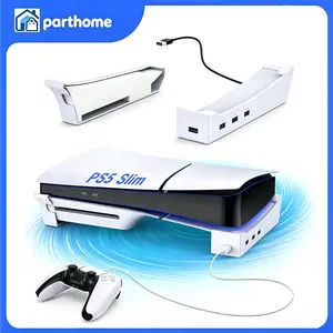 Durable Horizontal Stand for PS5 Slim Disc & Digital Consoles, Equipped with Fast-Charging USB Port