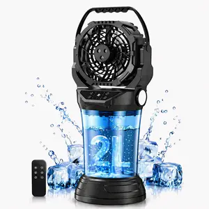 2026 New Portable Misting Fan with 38000mAh Rechargeable Battery, 120° Auto Oscillating Battery Powered Fan, 4 Speeds Spray Fan with LED ambient light for Camping, Patio, Outdoor/indoor, Travel (Black),Father's Day gift that won't collect dust