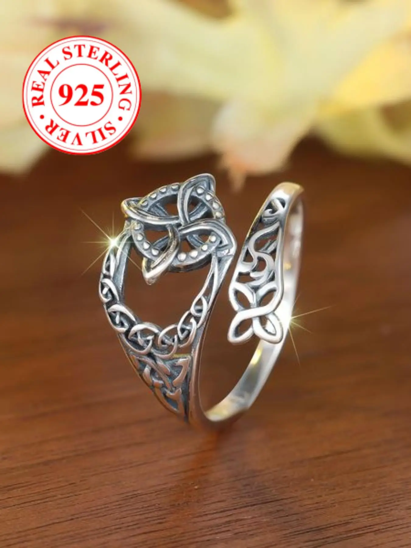 S925 Sterling Silver Vintage Cuff Ring, Fashion Jewelry for Party, Daily Clothing Decor, Trendy All-match & Exquisite Jewelry for Birthday Gift