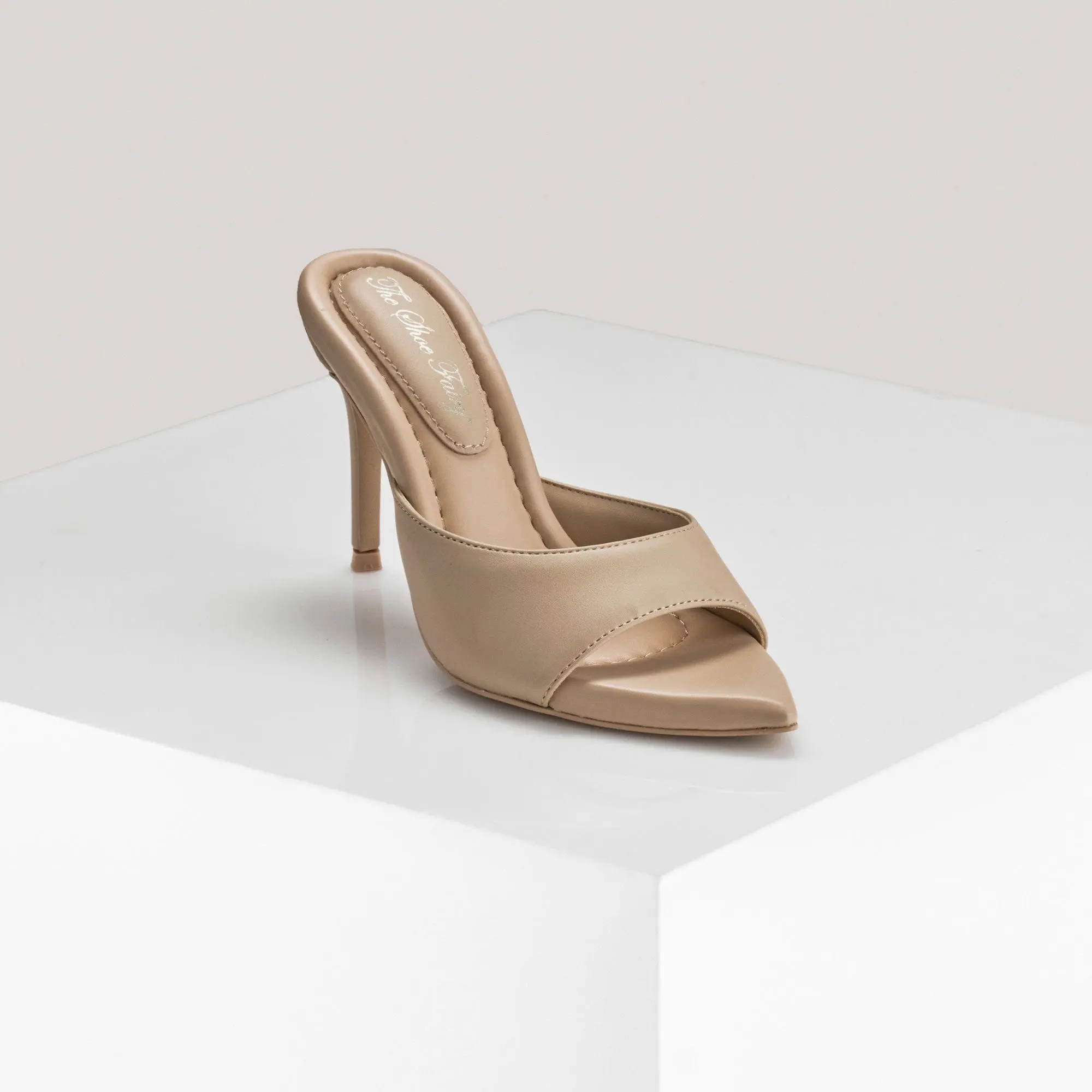 On Point 001 Nude Heels - 4" Pointed Toe Synthetic Vegan Leather Comfortable & Stylish for Light-Fair Skin Tones