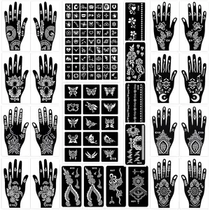 Henna Tattoo Stencils Kit 18 Sheets,Henna stencils for hands Temporary Tattoo Stickers for Women and Girls Face Paint Body Art