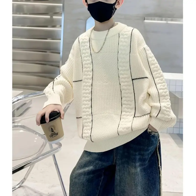 Boys' Sweater Autumn Winter New Children's Winter Top Big Kids Winter Knitwear
