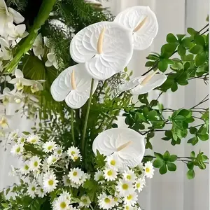8pcs Artificial Anthurium Flowers, Realistic Faux Tail Flower Stems, Indoor Flower, Home Decor, Faux Floral Arrangements, Wedding, Bedroom, Elegant Decorative Fake Anthurium Bouquet