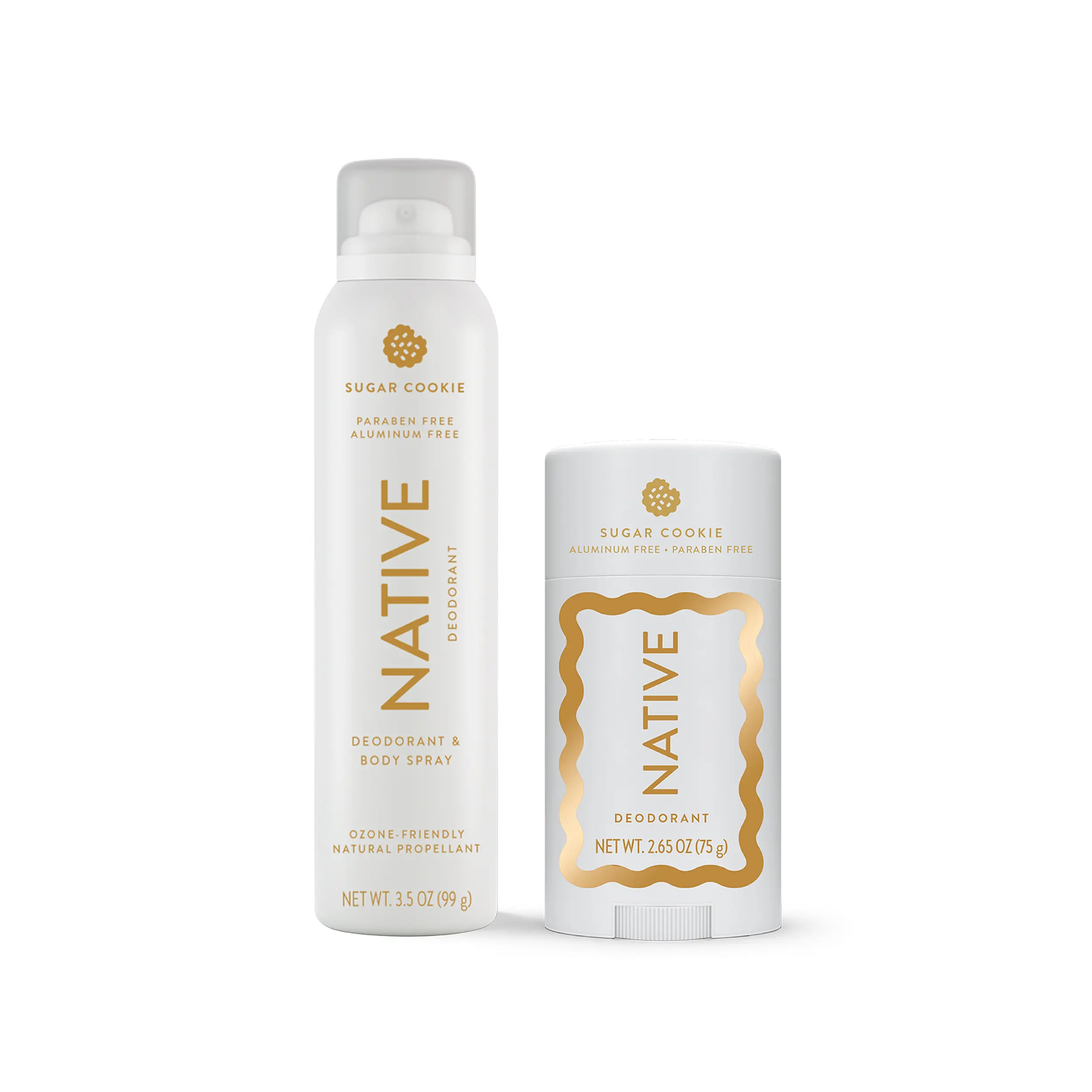 NATIVE Aluminum-Free Deodorant Set – Stick + Spray, 72HR Odor Protection