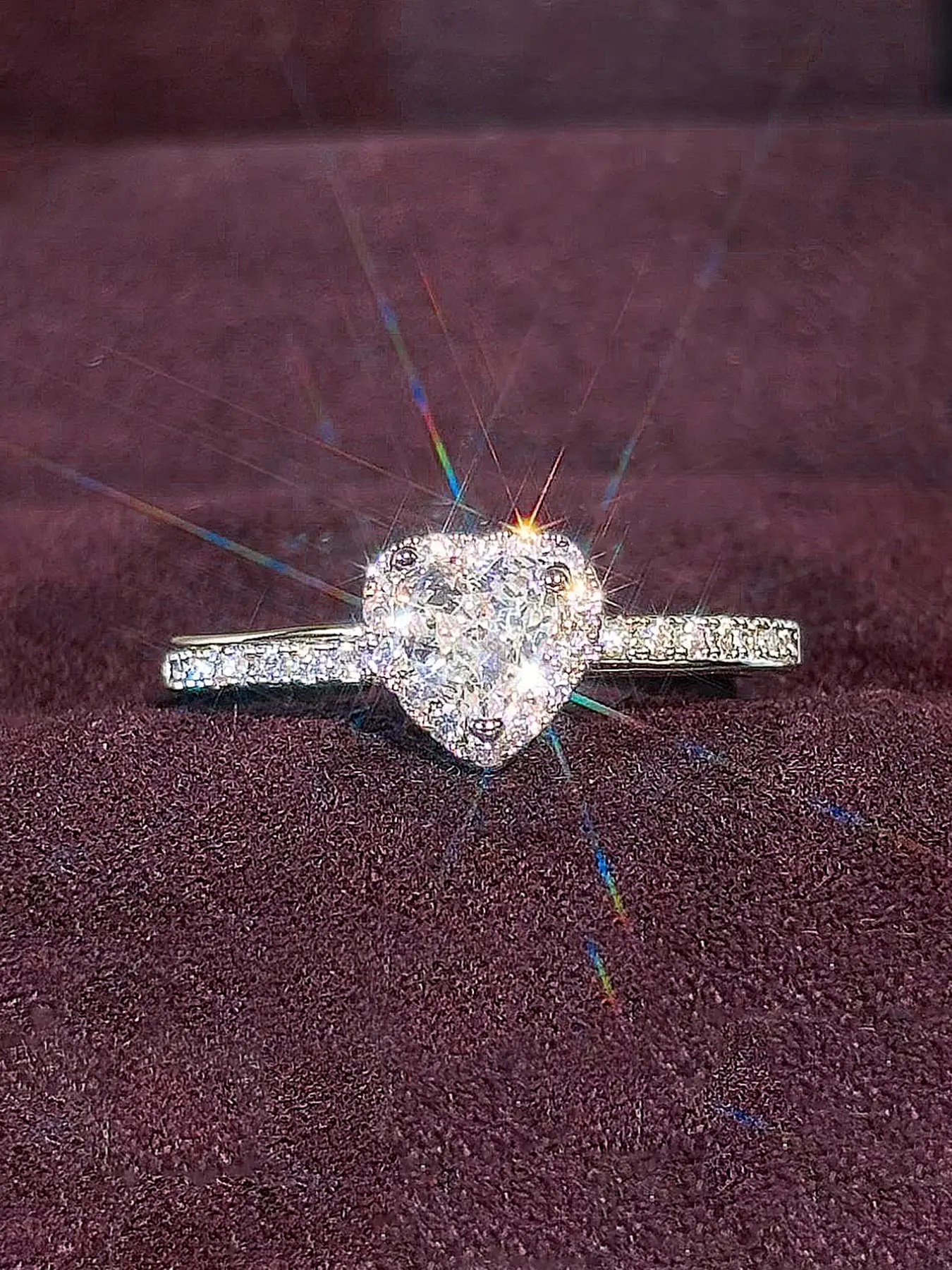 1 PC Romantic Zirconia Inlaid Heart Cubic Zirconia Elegant Glittering Ring For Women For Wedding Engagement Anniversary Party Jewelry Valentine's Day Gift