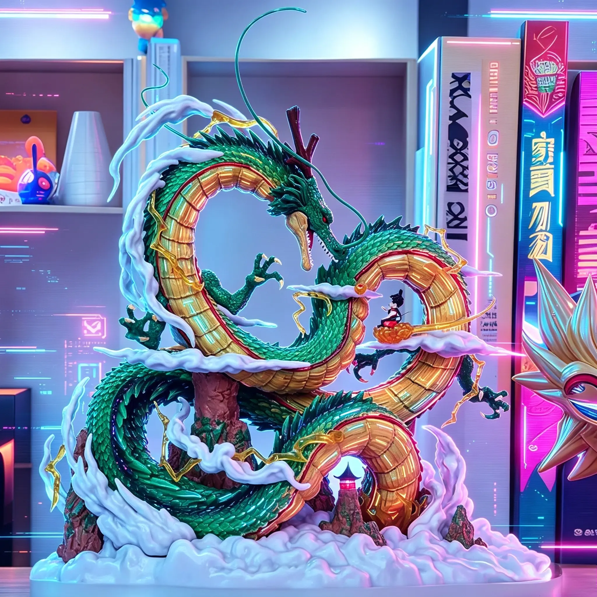 NAUDIL 24cm Retro Cloud-Rock Dragon Sculpture Figurine, Detailed PVC Model Ornament, Gift Box-Packed Home Desktop Decor, Holiday Collector Gift