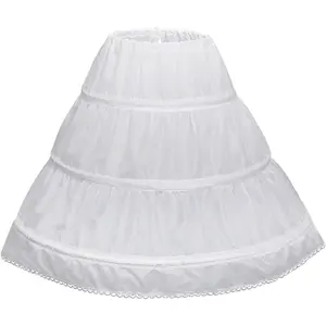 KF5-GCS030     Girls' 3 Hoops Petticoat Full Slip Flower Girl Crinoline Skirt