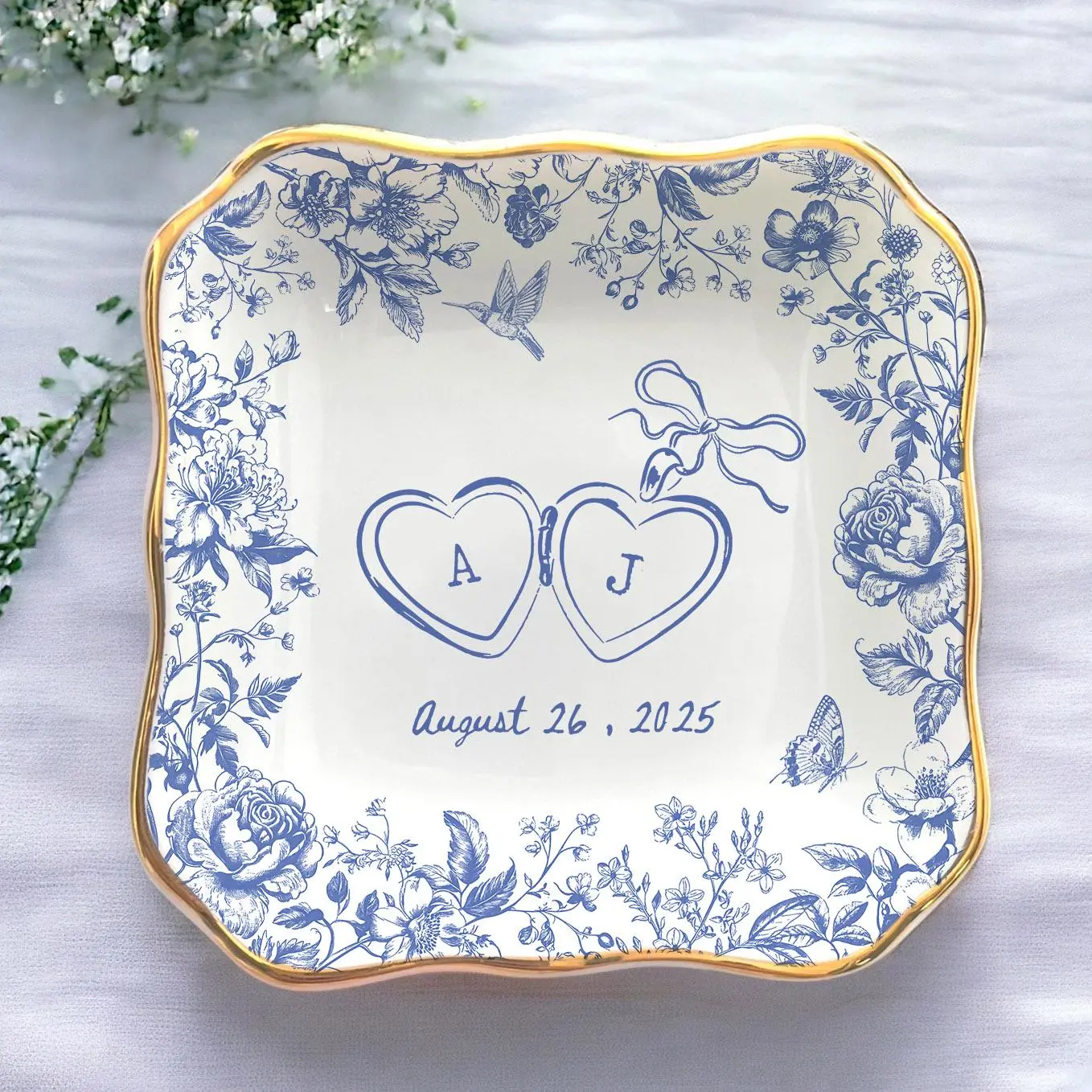 Custom Engagement Ring Dish, Personalized Wedding Ring Dish, Engagement Gifts, Gift For Bride, Bridal Shower Gift, Gift for Couple, Wedding Decor, Custom Wedding Gift