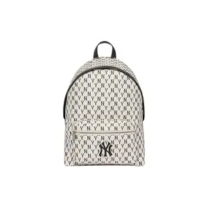MLB New York Yankees Vintage Logo Large Capacity Polyester Backpack With Detachable Pouch, Unisex, Black And White Panda Color