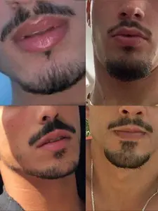 Men's Moustaches Beard Goatee Makeup for Film, Human Hair Full Lace Base Fake Beards and Moustaches for Men, Men's Mustache for Halloween Dressing Cosplay Costume Men Makeup