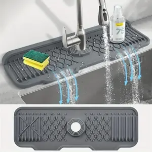 Silicone Sink Splash Guard, Non-Slip Faucet Splash Mat, Foldable Edge Splash Shield, Splash Proof Kitchen Accessories for Home Bathroom RV