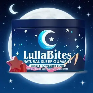LullaBites Natural Sleep Gummies - 30 Servings-Sweet Strawberry Stars (Melatonin Free)