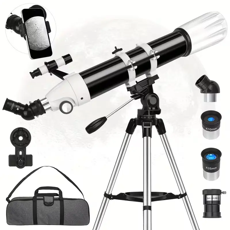 90mm Large Aperture Refractor Astronomical Telescope for Adults & Beginners, 900mm Focal Length, Multi-Coated Professional Model with AZ Mount, Carry Bag, Phone Adapter for Moon Viewing, Stargazing, Outdoor Observation