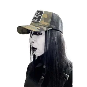Cross Bones Patch Camo Trucker Snapback Hat
