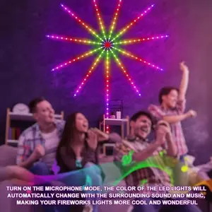 3 Sets RGB Smart Firework Light Strip, Remote Control, Multiple Lighting Modes, Music Sync RGB, Dreamy Color LED Strip, USB Powered