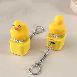 Duck Quacking Keychain & Cat Meowing Keychain, Funny Quacking Duck Hat Keychain, USB Rechargeable sensory Button Quacking Duck Toy Keychain Portable,pressure relief device