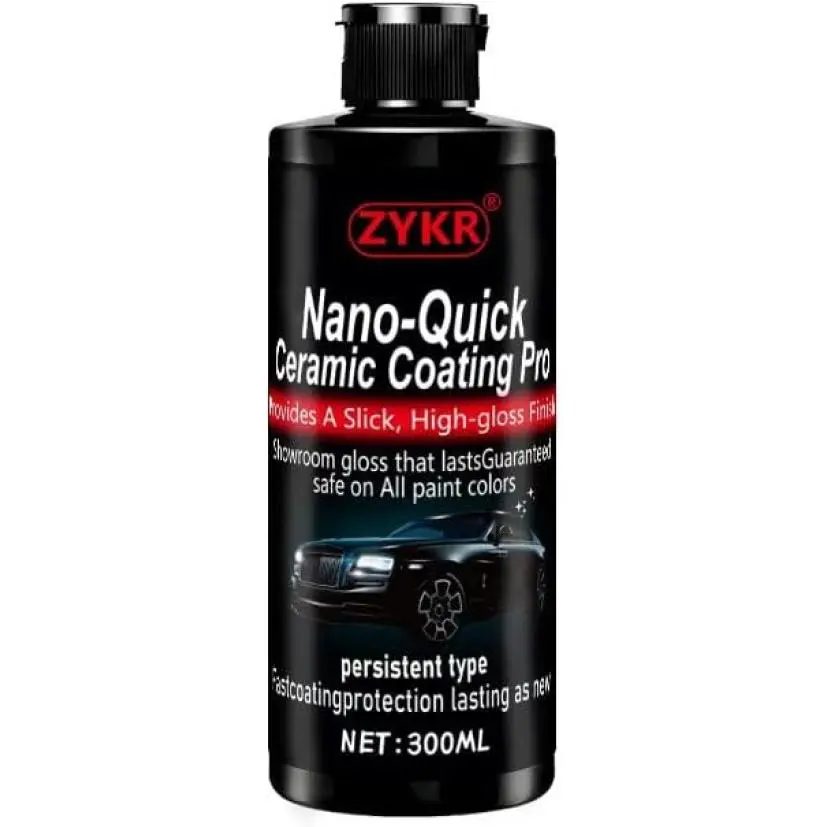 ZYKR Nano-Quick Ceramic Coating Pro SiO2 Liquid Car Surface Cleaner Spray Wax - High Gloss Mirror Shine, Hydrophobic Water Beading, UV Protection, Quick Drying, Safe on All Finishes - 300ML Bottle (1 Pack)