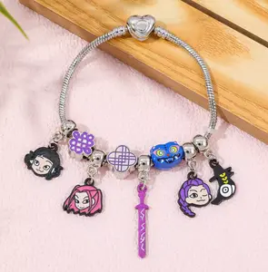 Hello Jewelry Bracelet Charms Braclet, Pink Kitty Bangle Women Matching Accessories, Gift for Her