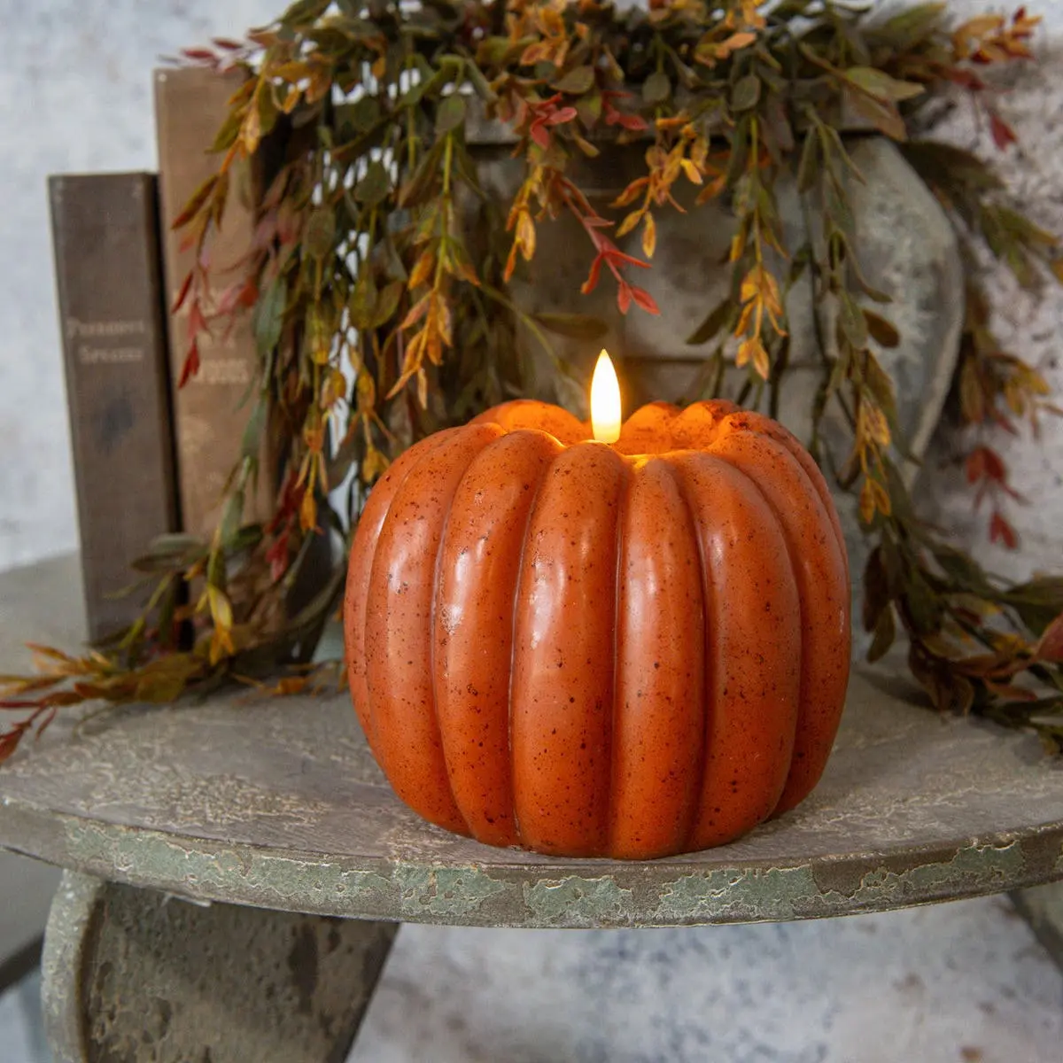 Orange 3D Flame Pumpkin Candle