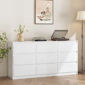 FUFU&GAGA Modern Dresser Chest of Drawers, 9 Drawer Dresser with No Handle Design, Contemporary 9 Drawer Cabinet Drawer Chest, Dresser for Bedroom