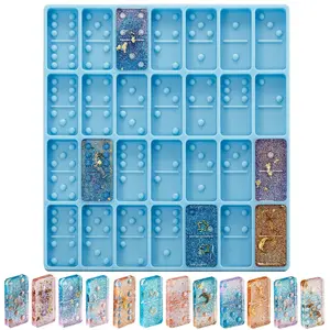 1count Blue Mold for Epoxy Domino Mold for Resin Candy Molds Clay Mold Dominoes Molds 28 Cavities Silicone Mold for Pendant Epoxy Molds Cake Jewelry Making Too Game Crafts