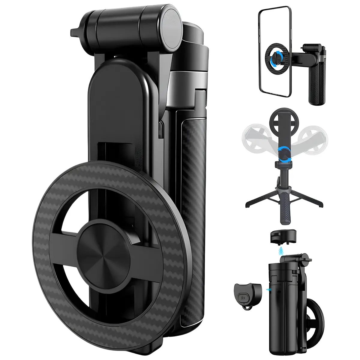 [Free!!Ship!]  4 in 1 Foldable Selfie Stick with Tripod and Wireless Remote, Portable 360° Rotatable Magnetic Phone Holder for TikTok, YouTube, FaceTime, Living