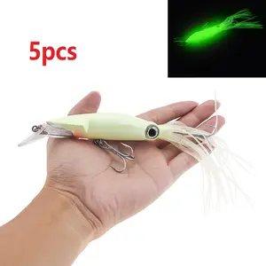 5pcs High Carbon Steel Octopus Lure, 40g Squid Crank Fish Bait with Hard Luminous Artificial Tuna Sea Fishing Hook