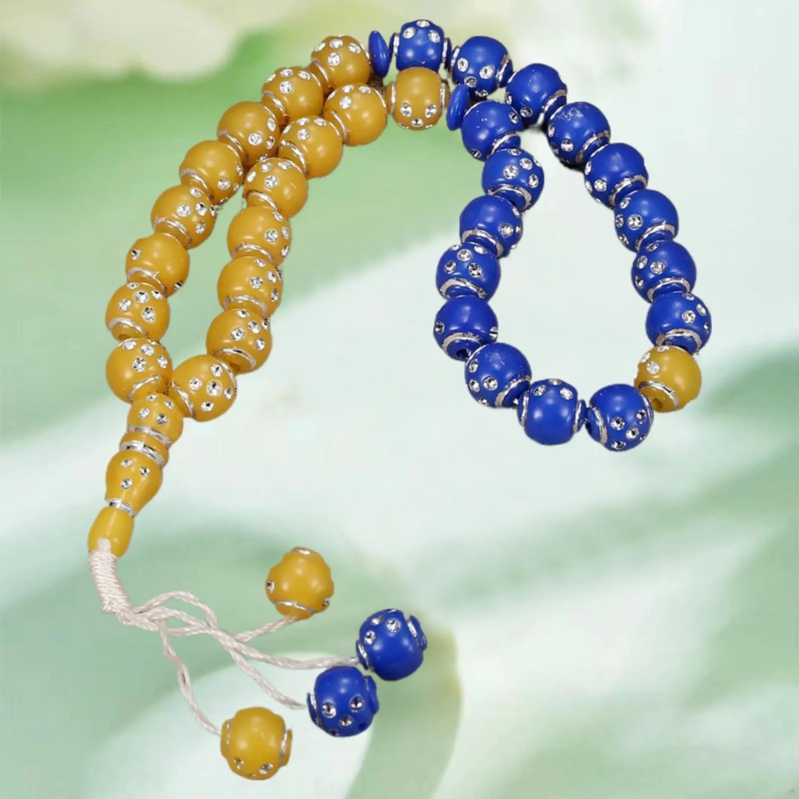 Handheld Prayer Beads Bracelet with 33 Round Acrylic Beads, Islamic Ethnic 2-Color Hand-Knotted Jewelry with Stainless Steel Accents, Party Wear, Bangle, Round Beads