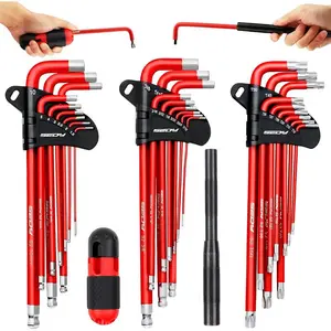 30-Piece Long Arm Ball End L-Hex & Torx Key Set with Grip Handle, Ultimate Hex Key Wrench Set with T-Handle and Extension Bars, SAE 1/16" to 3/8", Metric 1.5mm to 10mm, Torx T10 to T50