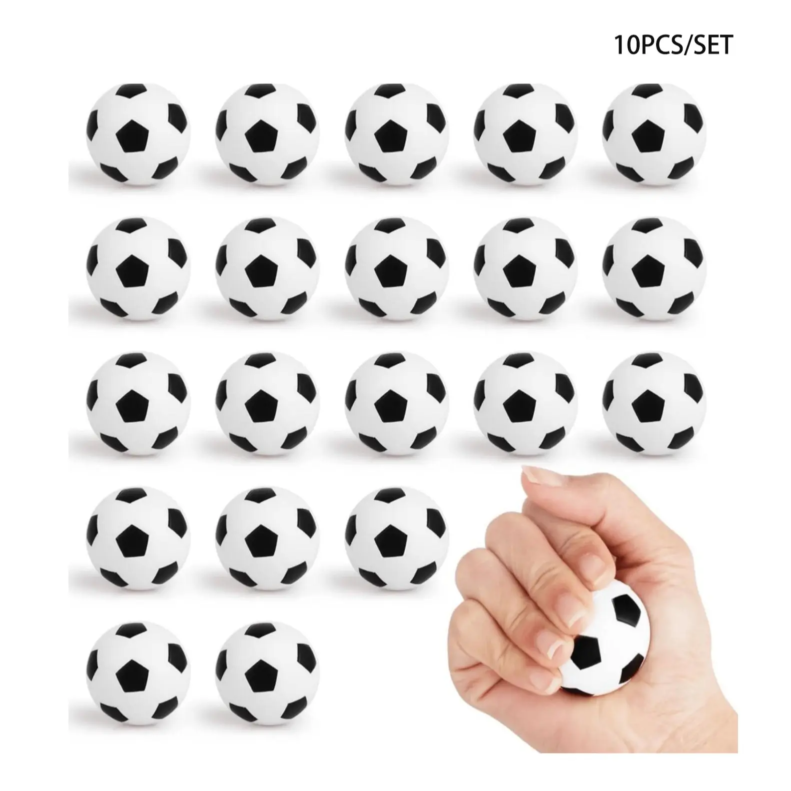 10Pcs Mini Soccer Balls Made Of Foam, Hand Squeezed Soft Ball, Perfect For Soccer-Themed Birthday Parties, School Carnival Parties, Home Decor, Office Desk Decoration, Party Favor, Perfect For Squeezing To Relieve Stress & Anxiety, For Adult Use, Round