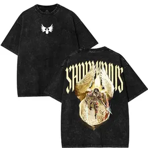 Sanguinius, Primarch of Blood Angels Legion WARHAMMER 40K Washed Unisex Graphic Tees, Casual Crewneck Short Sleeve Tee Men Gifts, Gift For Wargame Fan