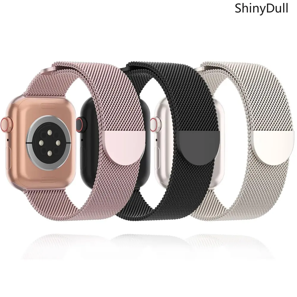3-Pack Stainless Steel Magnetic Watch Bands, Smart Watch Accessories - Metal Strap (38-49mm, Compatible with Series 4-11, SE, Ultra/Ultra 3), Magnetic Clasp, Metallic, 38/40/41 Mm/S10 11 42 Mm, 42/44/45/49 Mm/S10 11 46 Mm