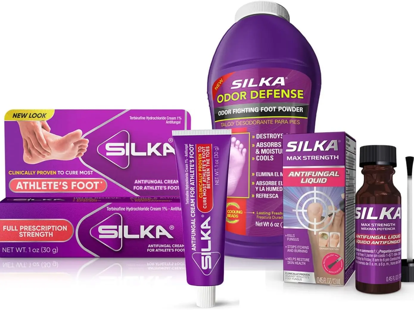 Silka Emergency Foot Care Kit, Max Strength Antifungal Liquid, Odor-Fighting Foot Powder, Antifungal Cream for Athletes Foot, Jock Itch, and Ringworm, Complete Solution for Healthy Feet