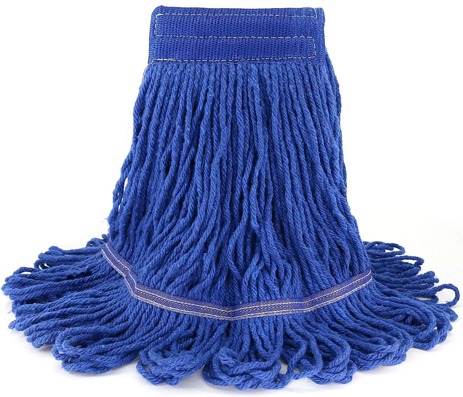 Blue Loop End Commercial Cotton Mop Head - 80% Cotton, 6 in Headband, Durable Heavy Duty, Industrial & Commercial Cleaning Mop Head Refills Replacement