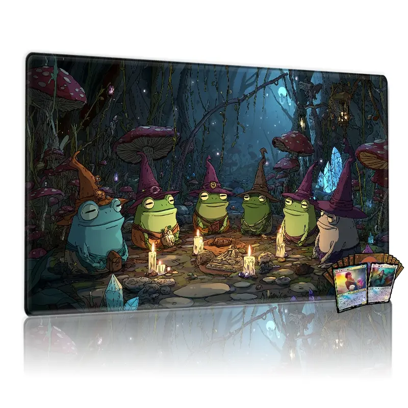 Magical Frog Wizard Gathering MTG Playmat - 12x24in Non-Slip TCG Game Mat, Perfect for Family Party Card Game, Ideal Gift for Magic The Gathering Enthusiasts, Gaming Mouse Pads, Mousepad