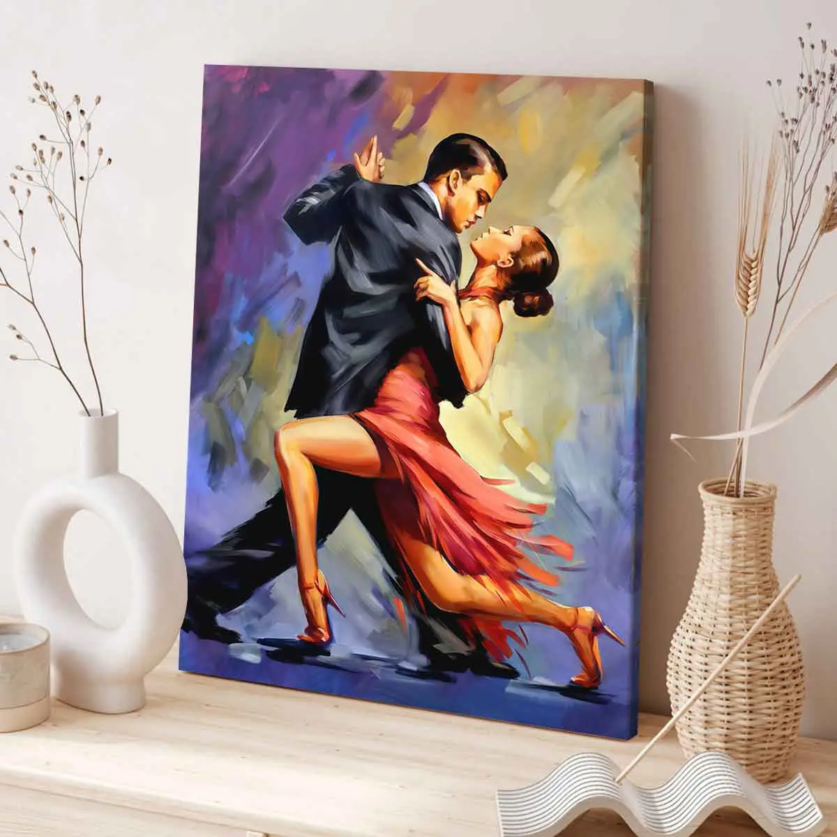 Tango Dancer Poster, Modern Art Canvas Print, Solid Wood Frame, Waterproof Wall Decor for Living Room & Bedroom, Ideal Hallway Artwork