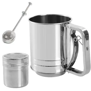 1 Set Stainless Steel Flour Sifters for Baking,3 in1 Sifter for Baking with Powdered Sugar Shaker Duster,Flour Shaker Duster for Baking Cakes,Pastries,Pies,Cupcakes and Desserts,Hand Tools Kits