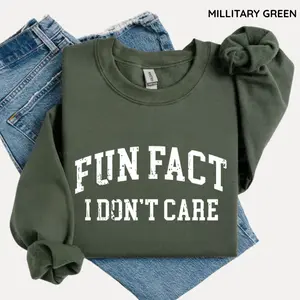 Fun Fact I Don't Care Funny Sweatshirt, Sarcastic College Sweatshirt, Adult Humor Pullover Shirt, Talkative Person Shirt, Sarcastic Funny Quote Crewneck