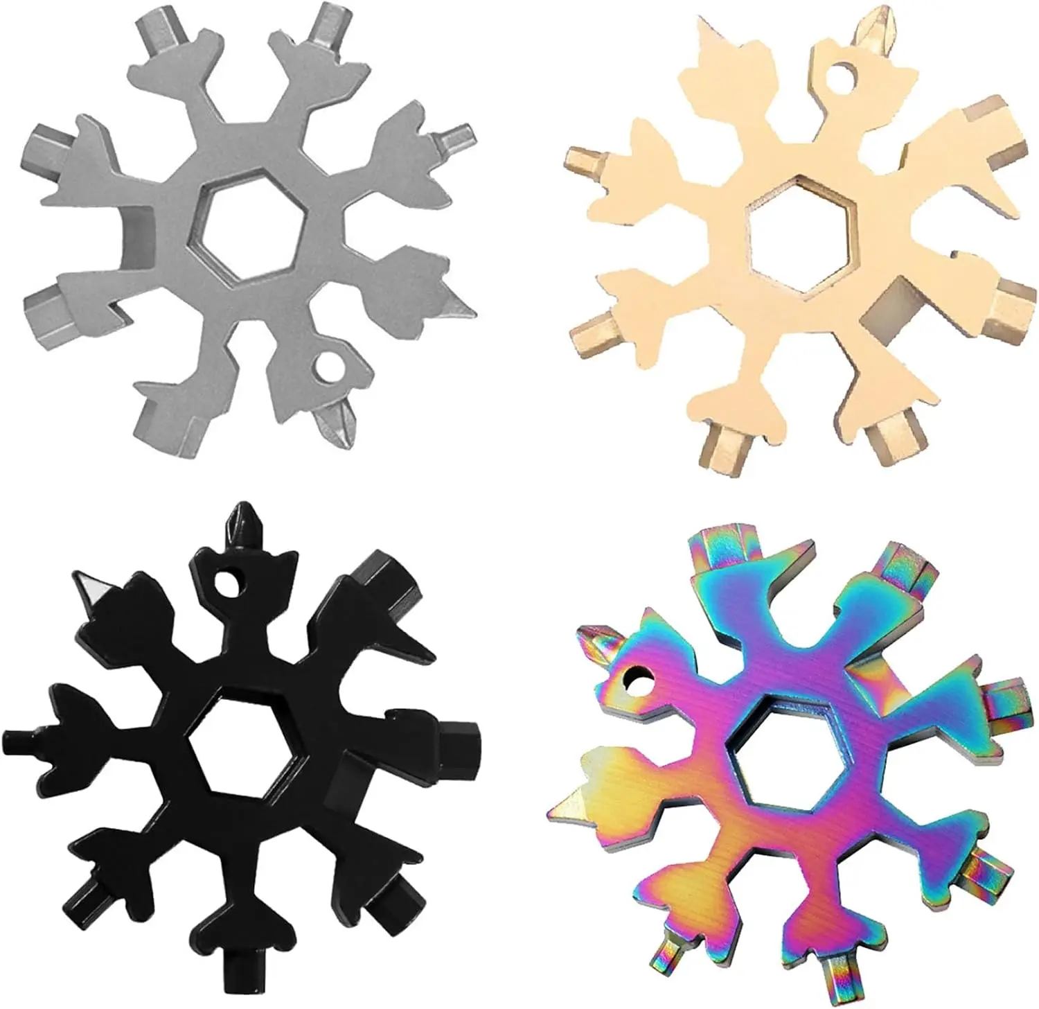 18 In 1 Snowflake Wrench, 4 Pcs 4 Color Zinc Alloy Multi-function Bottle Opener