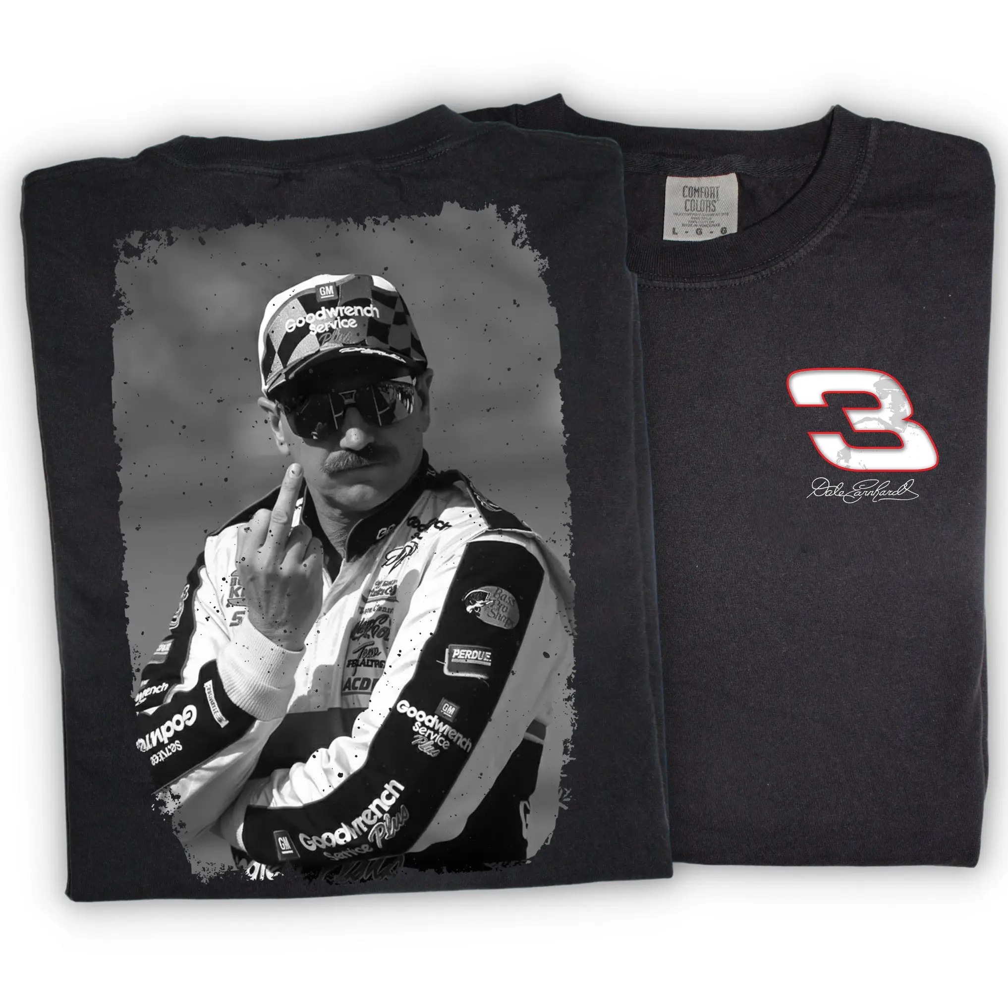 Comfort Colors Dale Earnhardt FU Middle Finger 2 sides Vintage T-Shirt, Dale Earnhardt Shirt, Fashion Cotton, Crewneck For Men, For Women, Menswear Cotton Fabric