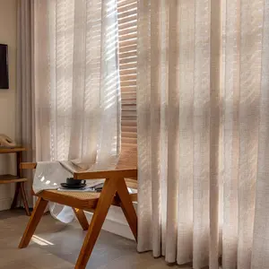 Solid Color Linen Curtain, Wooden Bead Decor Curtain, Breathable Curtain, Home Decoration Curtain for Home Living Room Bedroom, Window Curtain, Home Decor Supplies, Home Decorative Curtain