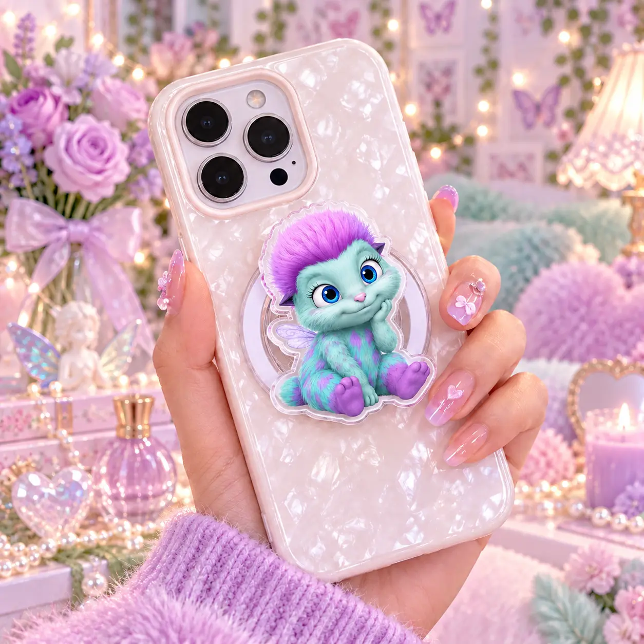 Fairytale Mascot MagSafe Phone Grip – Cute Fantasy Character Acrylic Phone Holder with Foldable Kickstand, Magical Princesscore Accessory Gift for Her