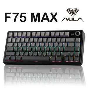 Aula F75 MAX Wireless Mechanical Keyboard with TFT Screen and Knob, Gasket Gaming Keyboard in 75% Layout, Hot Swappable, RGB Backlight, for PC/Mac/Linux (Blue&White&Purple)