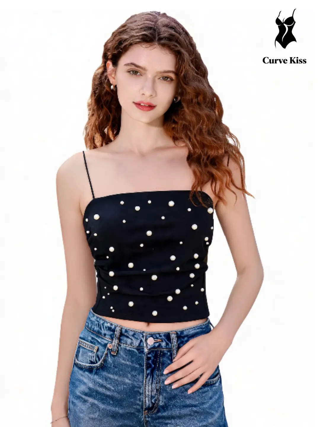 Women's Y2000 Elegant Metallic Pearl Beaded Glitter Sequin Sparkly Reflective Spaghetti Strap Crop Cami Top - Square Neck, Side Ruched, Slim Fit, Built-in Pad, Comfortable Party Streetwear Tank