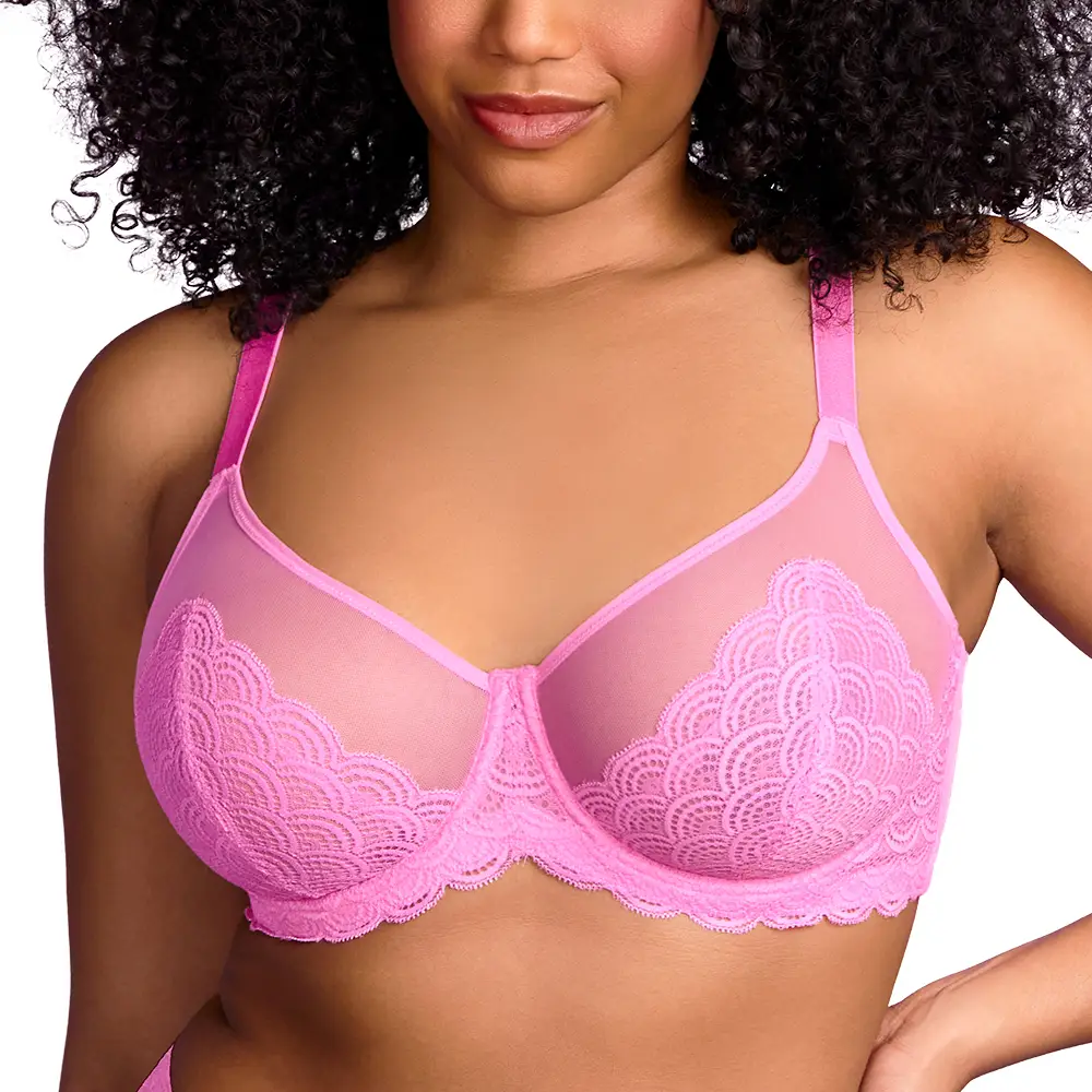 HSIA Mermaid Scales Lace Unlined Full Coverage Plus Size Underwire Minimizer Bra Comfortable Mesh Cup
