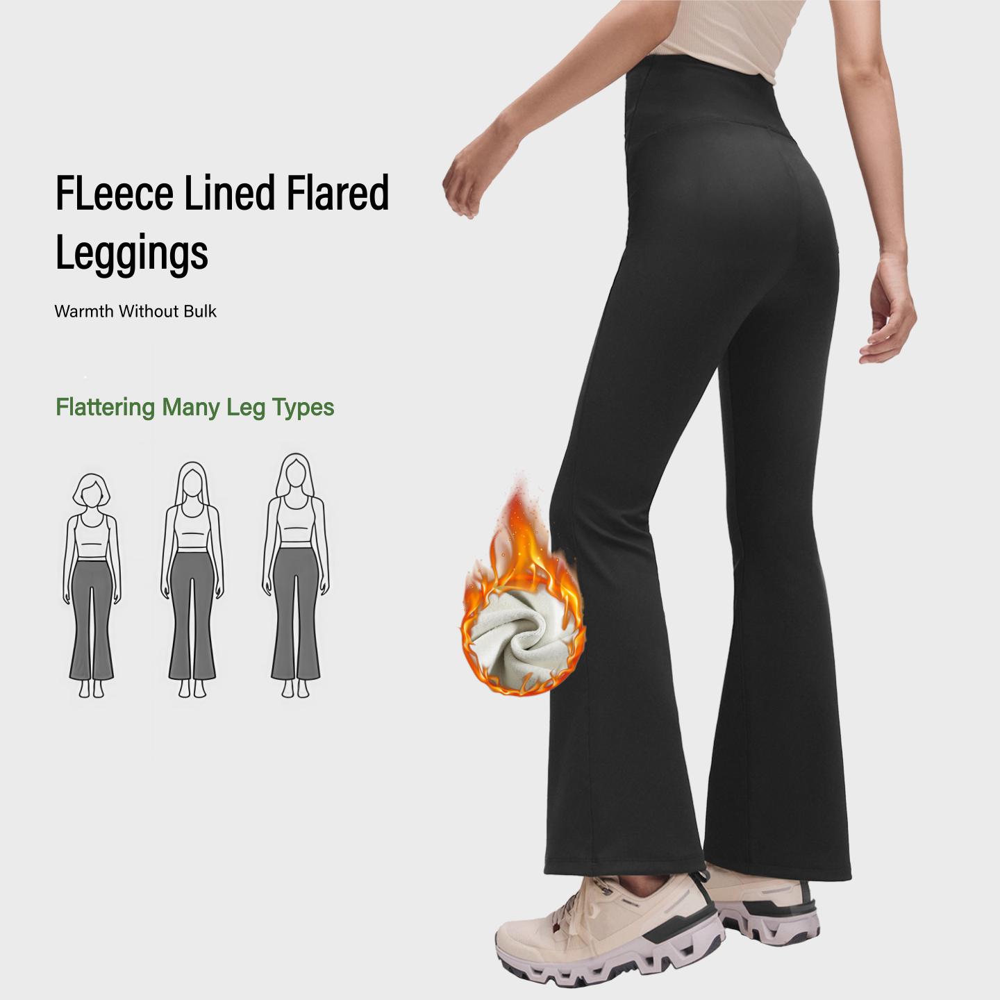 Womens Thermal FLeece Lined Genuwii Leggings for Cold Winter Warm, High Waist Flared Leg Women's Cozy Workout Wear Fleece Pants for Yoga Riding Casual Everyday Wear Ladies Bottoms for Autumn/Winter Going Out Bottoms【TikTokShopBlackFriday】